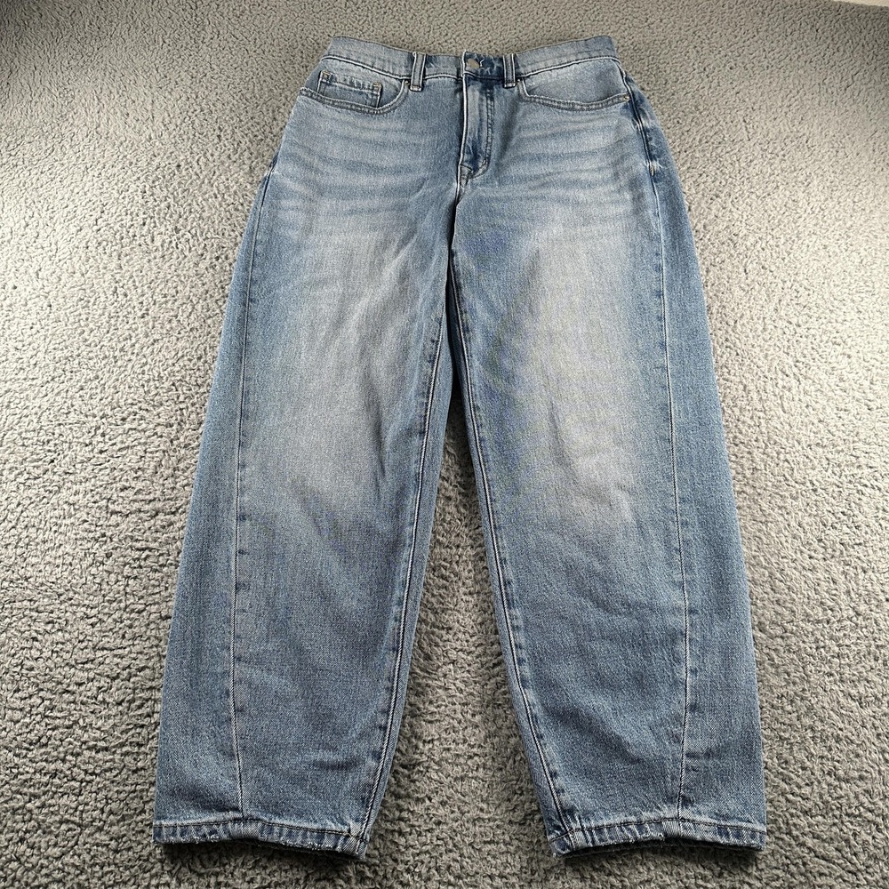 EVEREVE Jeans Womens 28 Blue Barrel Leg High Rise Medium Wash Denim
